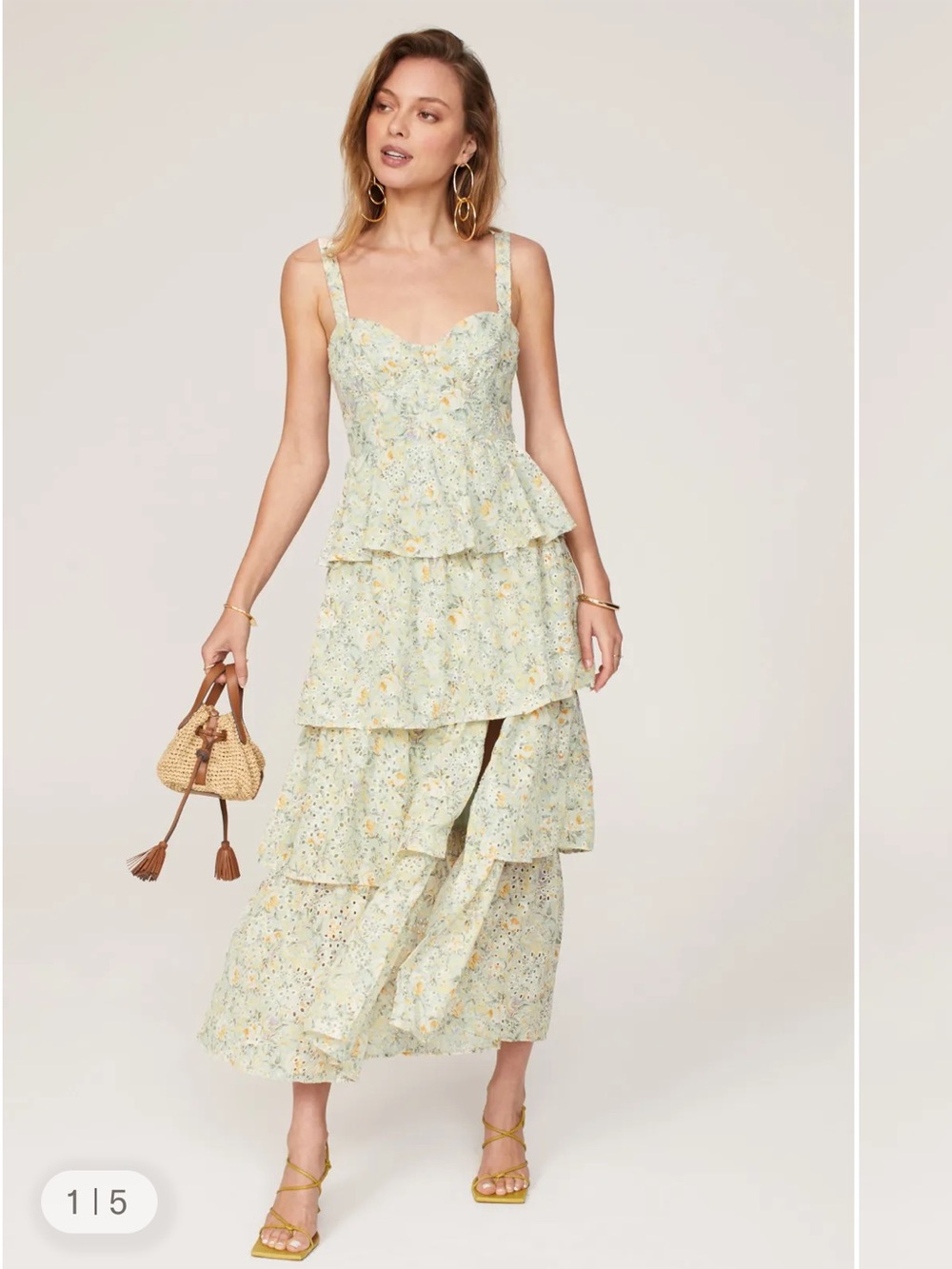 Astr the label midsummer Tiered Floral Maxi Dress in Pale Yellow